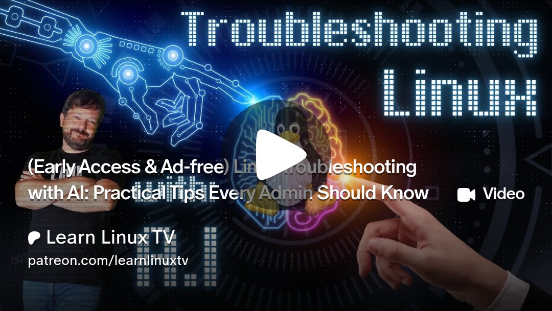 JayTheLinuxGuy's tweet card. Get more from Learn Linux TV on Patreon