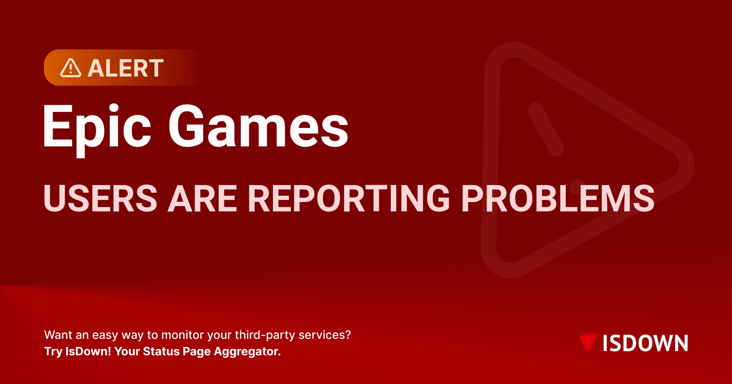 isdownapp's tweet card. Is Epic Games down? Check real-time Epic Games status, official outages, and user reports.