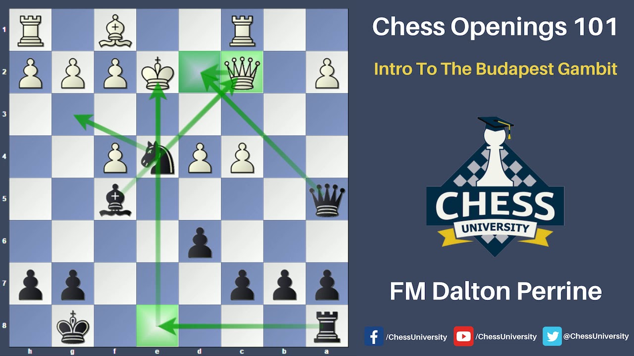ChessUniversity's tweet card. Learn the Budapest Gambit!