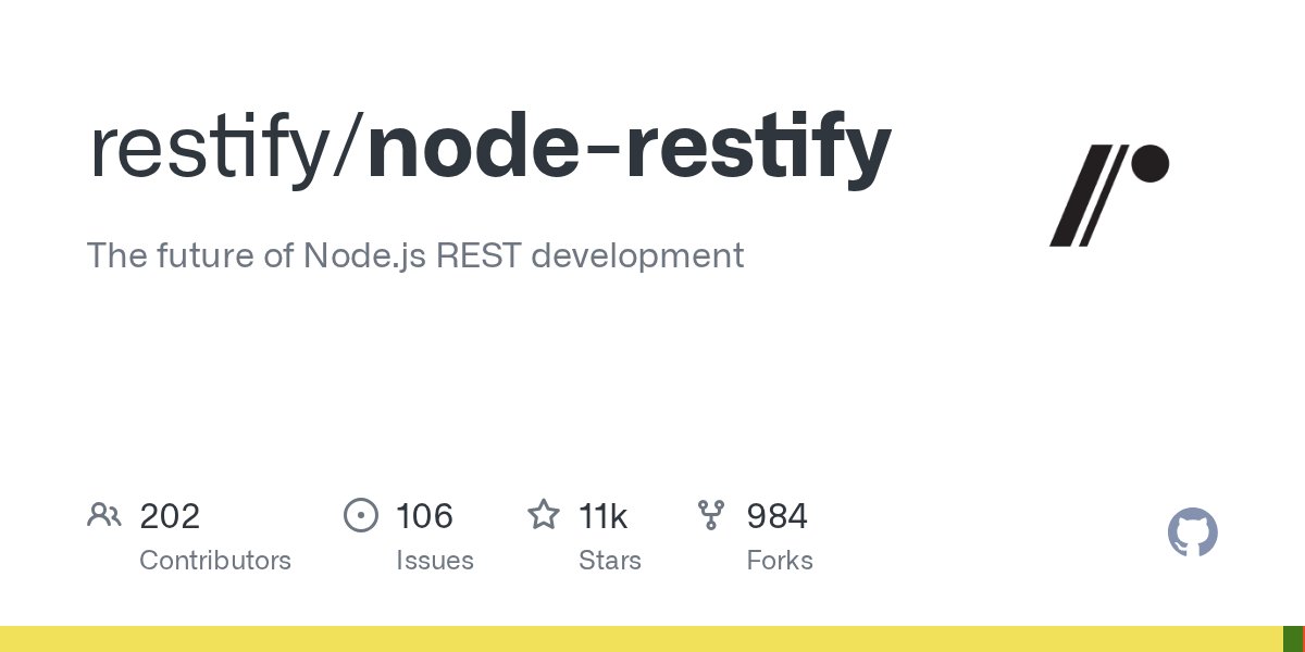 JavaScript10000's tweet card. The future of Node.js REST development. Contribute to restify/node-restify development by creating an account on GitHub.