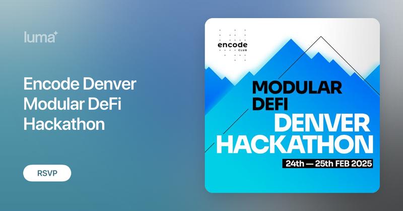 encodeclub's tweet card. Read the full event summary here! Denver Hackathon: Build the Future of Modular DeFi On 24th–25th February 2025, join us in Denver for a hackathon designed to…