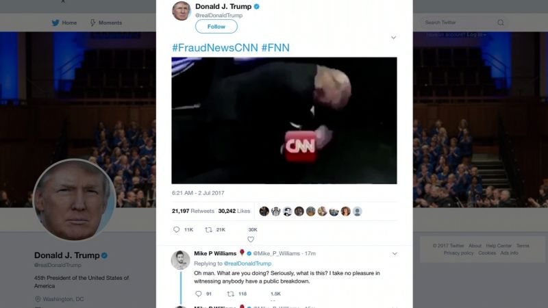 CNN's tweet card. The Reddit user who initially claimed credit for President Donald Trump’s tweet that showed Trump tackling CNN issued an apology Tuesday for the video and other offensive content he posted – one day...