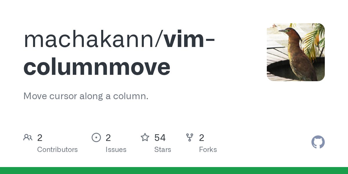 vim_master's tweet card. Move cursor along a column. Contribute to machakann/vim-columnmove development by creating an account on GitHub.