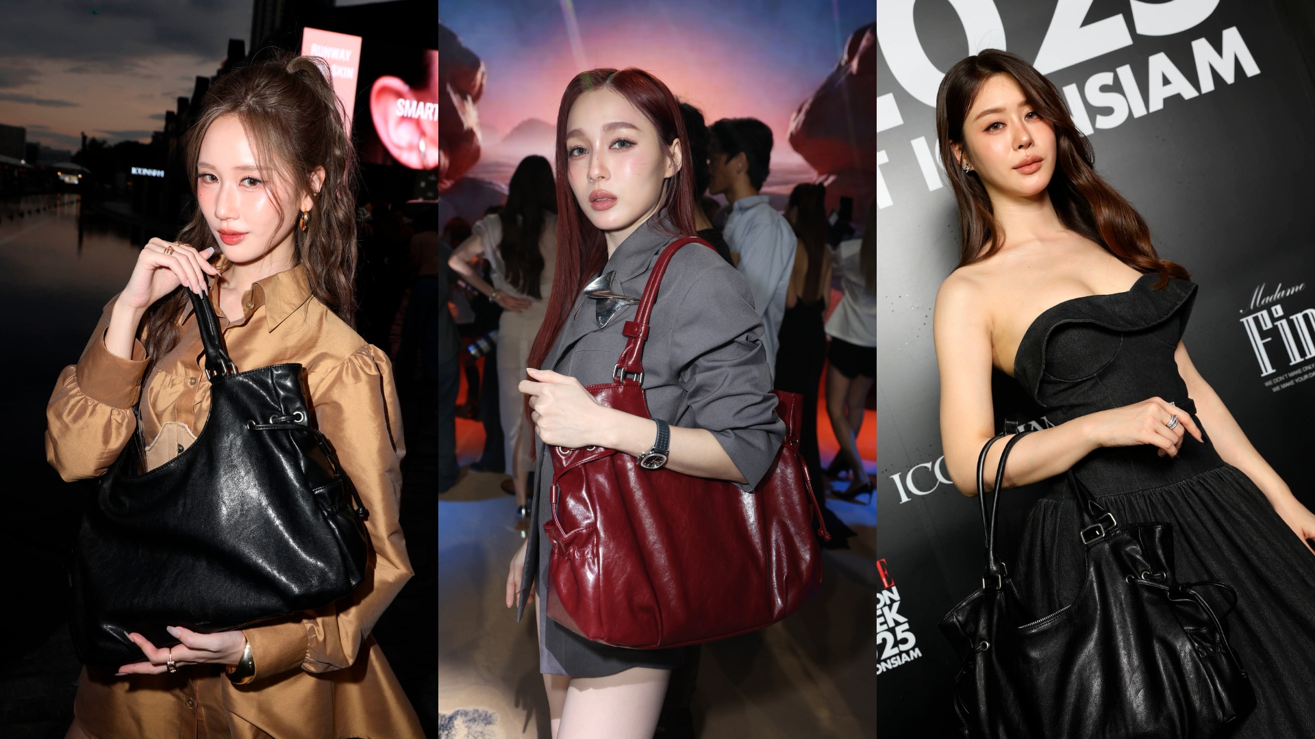 ELLEThailand's tweet card. ส่องลุคของเหล่าเซเลบริตี้สาวที่มาร่วมชมแฟชั่นโชว์ที่งาน ELLE Fashion Week 2025 กับการมิกซ์แอนด์แมตช์กระเป๋ารุ่น Breezy Bag จาก Stand Oil