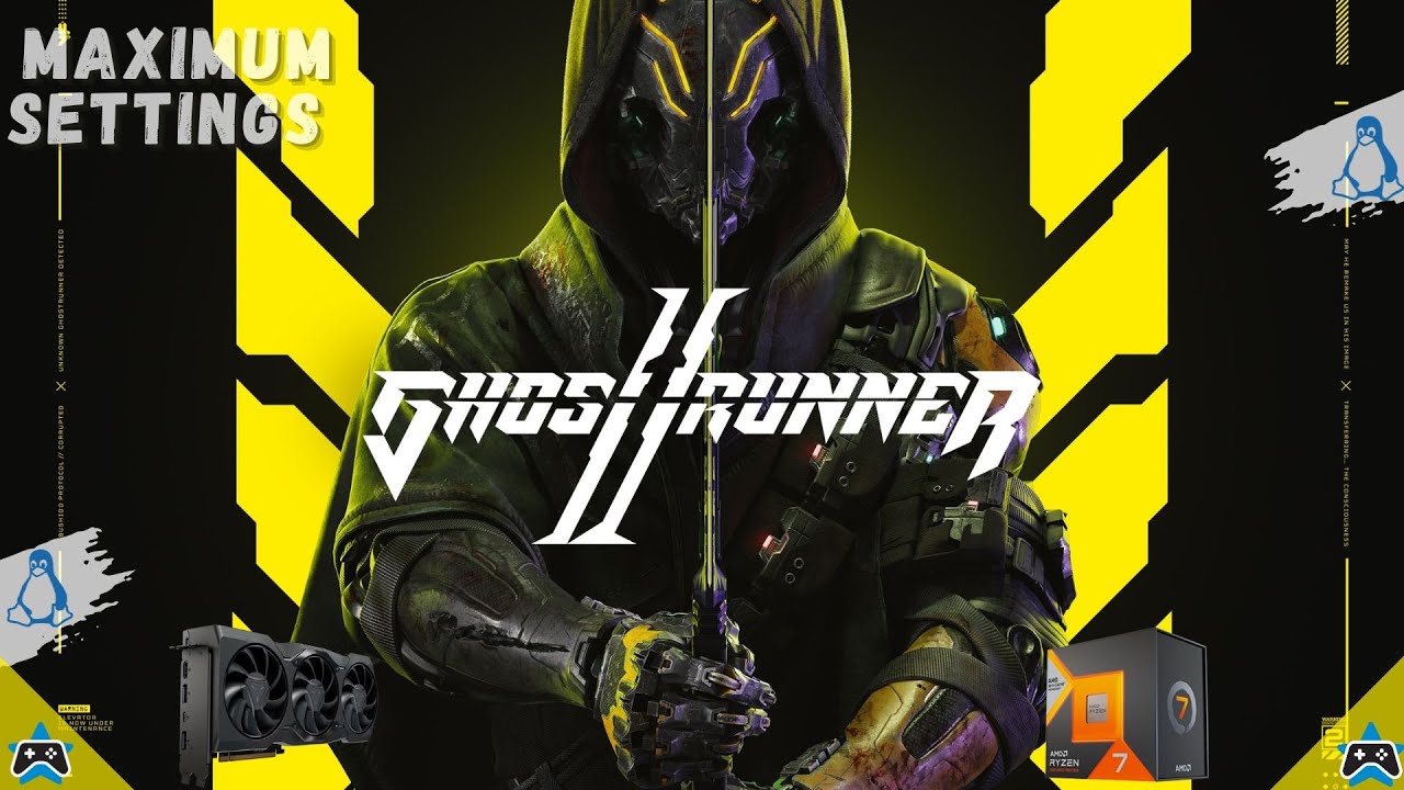 maximumsettings's tweet card. Ghost Runner 2 | 4K | Linux Mint Cloud Gaming | Ryzen 7800X3D CPU |...