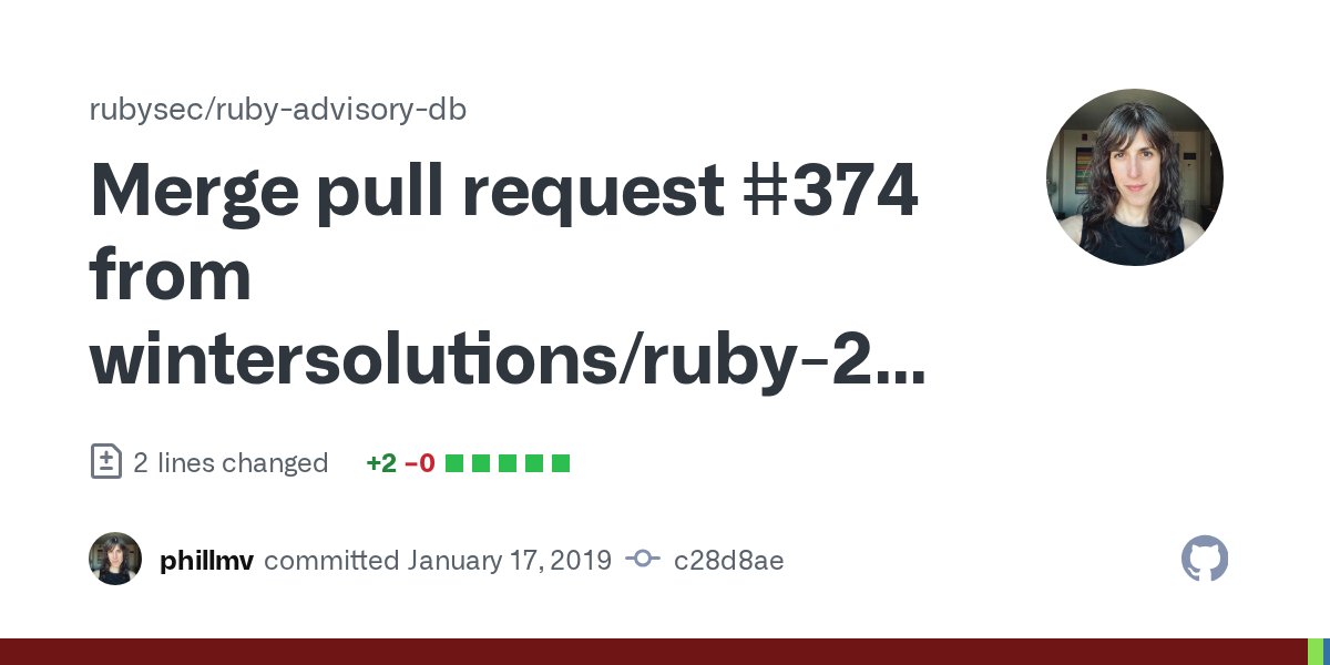 rubysec's tweet card. Fix patched versions for ruby 2.6.0