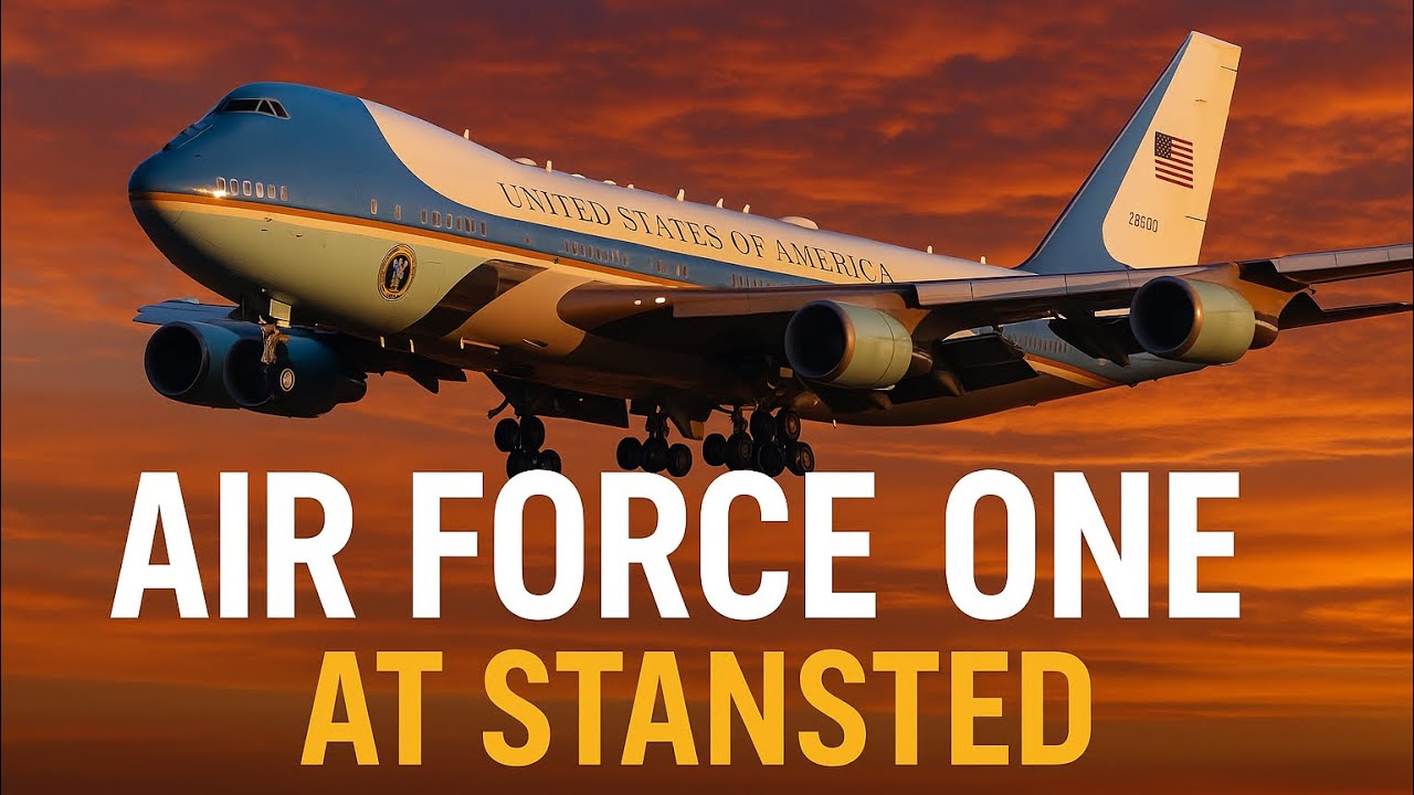 liam_miltech's tweet card. Air Force One Special - POTUS 47 - Stansted Airport Live - 16th...