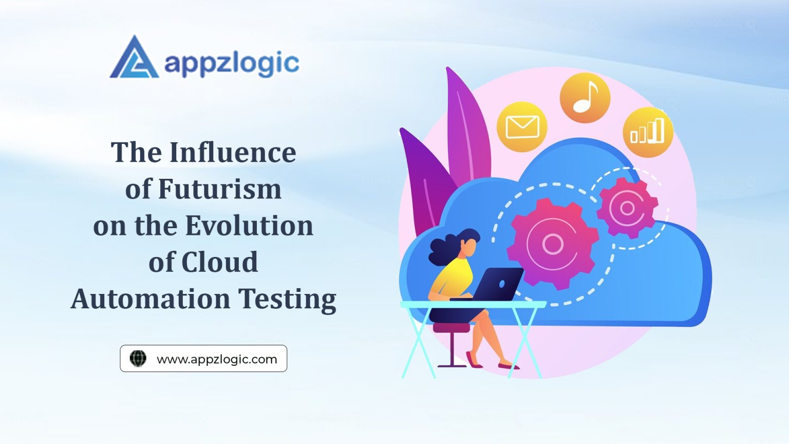 appzlogic's tweet card. how futurism shapes cloud automation testing with AI, predictive analytics, and scalable solutions for seamless software delivery.