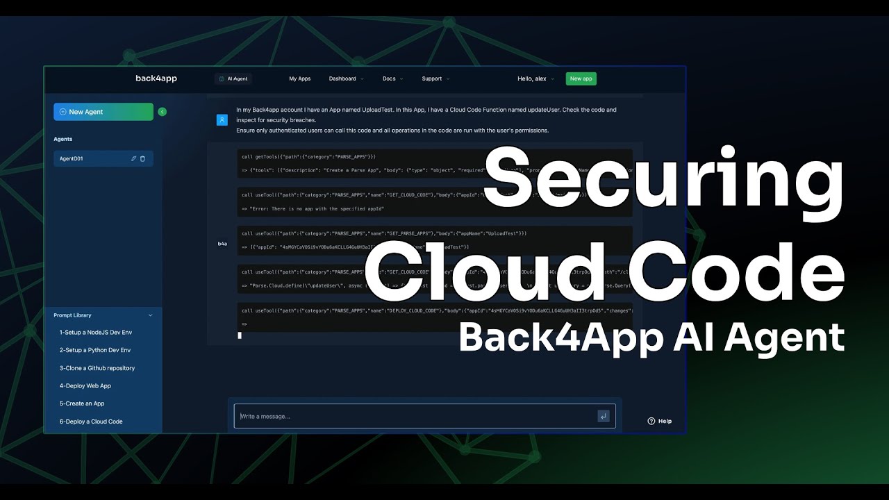 back4app's tweet card. AI Agent: Securing Cloud Code