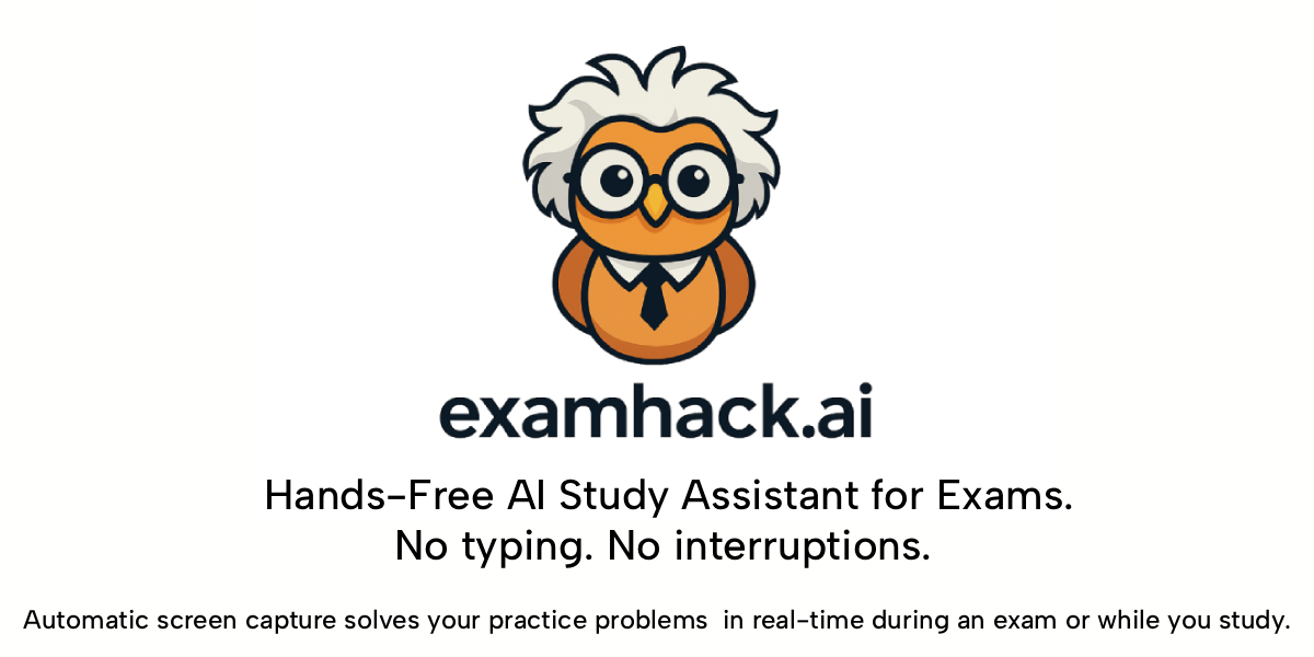ExamHackAI's tweet card. 100% hands-free exam prep. Automatic problem capture and real-time AI solutions. No typing, no interruptions—just continuous learning flow.