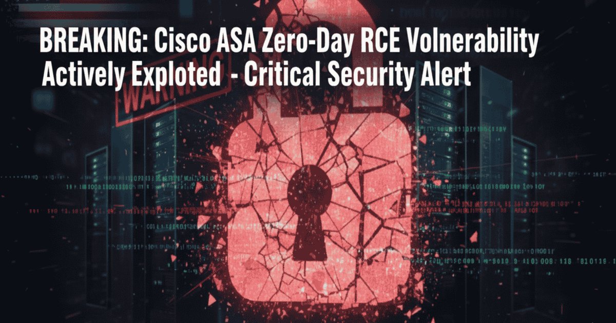 secureblognews's tweet card. BREAKING: Cisco ASA vulnerability actively exploited. CISA issues emergency alert for federal agencies. Critical threat to US networks.