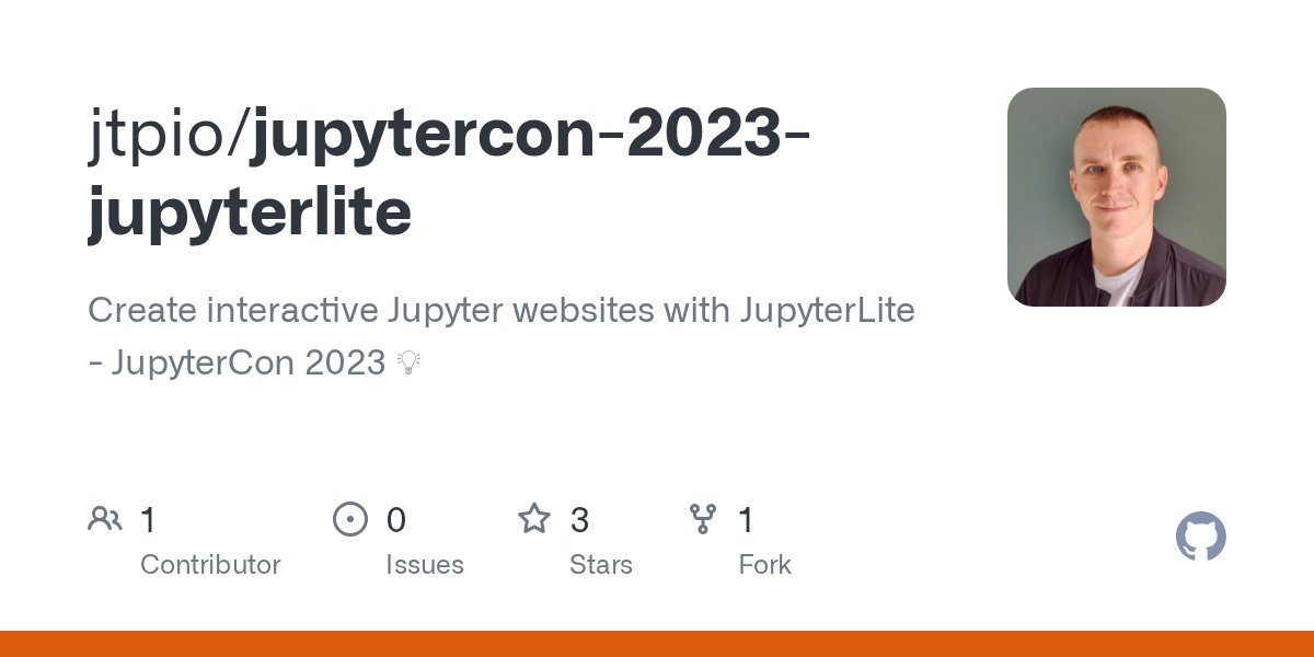jtpio's tweet card. Create interactive Jupyter websites with JupyterLite - JupyterCon 2023 💡 - jtpio/jupytercon-2023-jupyterlite