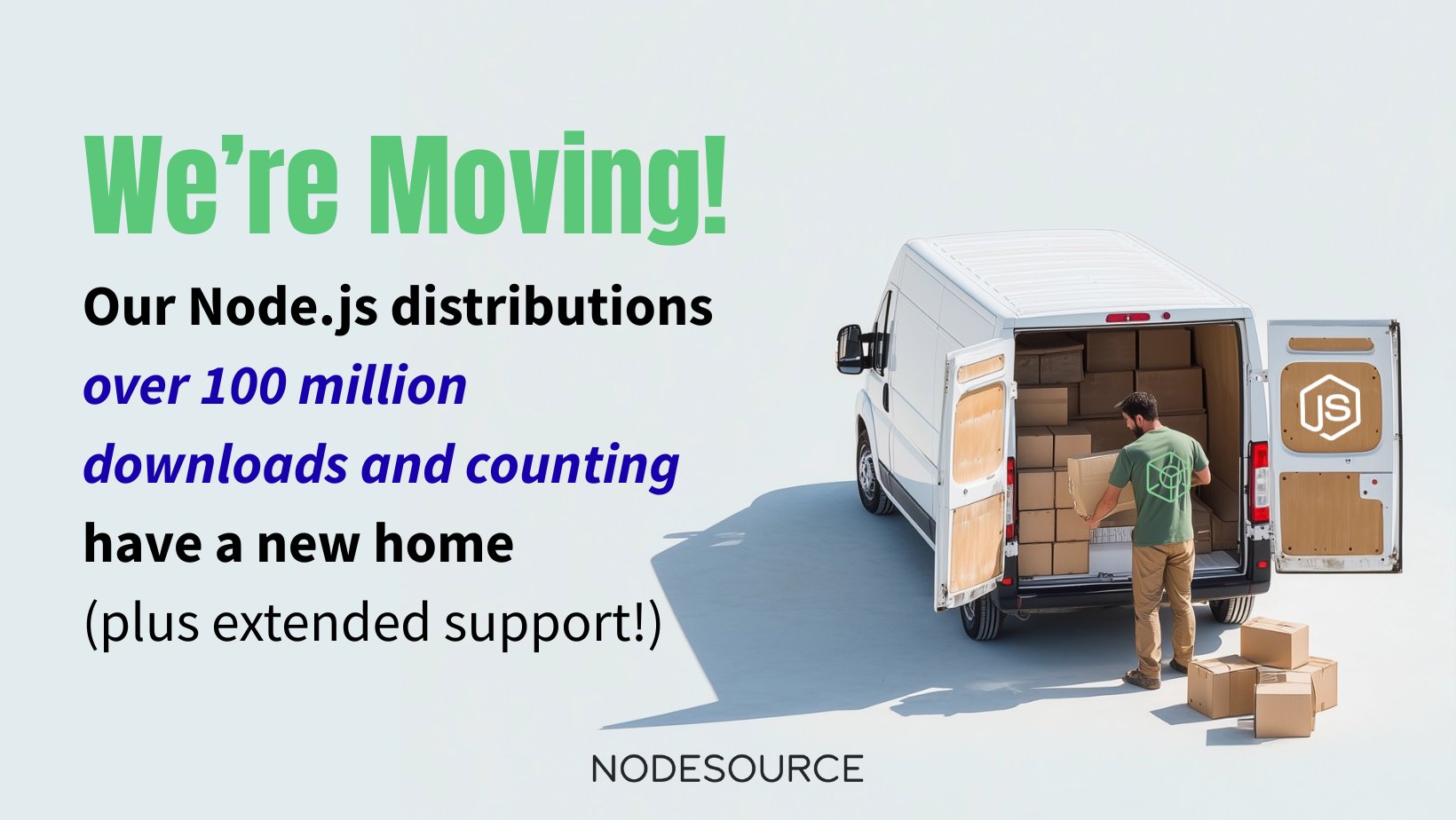 NodeSource's tweet card. Today, we're announcing a key change to how we serve and support our Node.js binary distributions, and it comes with something new: Extended Support.