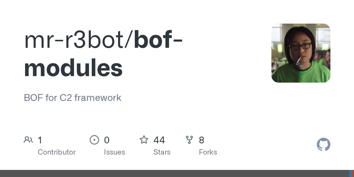 mr_r3bot's tweet card. BOF for C2 framework. Contribute to mr-r3bot/bof-modules development by creating an account on GitHub.