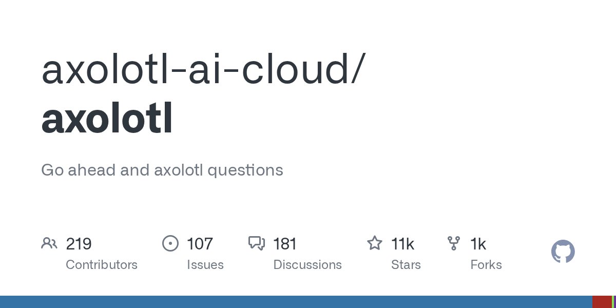 clickjessesblog's tweet card. Go ahead and axolotl questions. Contribute to axolotl-ai-cloud/axolotl development by creating an account on GitHub.