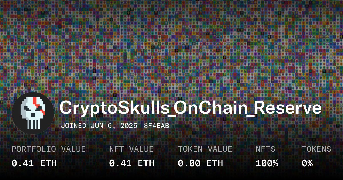 Crypto_Skulls's tweet card. Check out CryptoSkulls_OnChain_Reserve's NFTs and tokens on OpenSea, the largest marketplace for crypto collectibles.