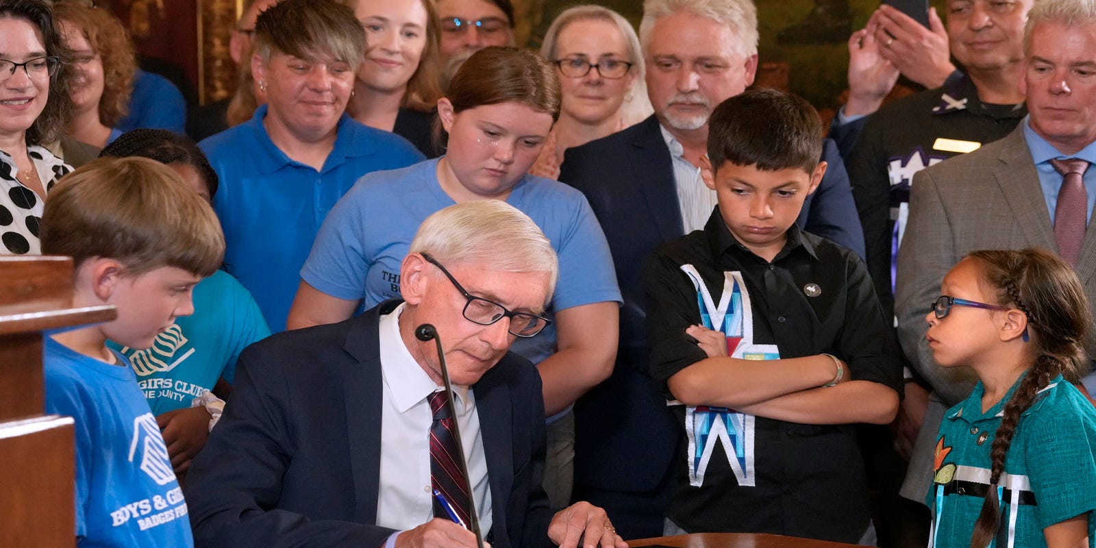 GeigerPhysics's tweet card. One school board member called the veto a 'stunt' that still leaves school districts behind inflation.