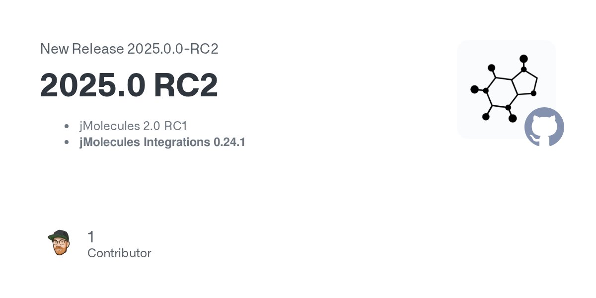 odrotbohm's tweet card. jMolecules 2.0 RC1 jMolecules Integrations 0.24.1