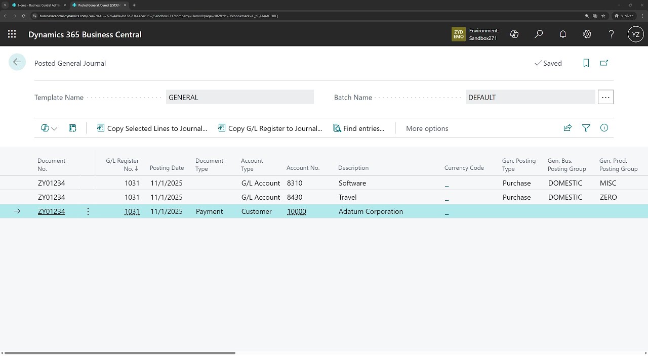 yzhums's tweet card. Business Central short video: Copy the journal lines to posted...