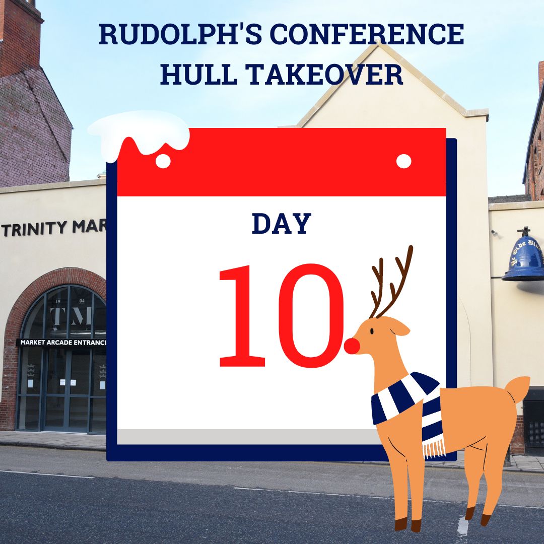 ConferenceHull's tweet card. 🦌 #RudolphTakeover DAY 10 🦌  Today Rudolph visited a venue that offers high quality streetfood, spectacular architecture and weekly music events... Trinity Market