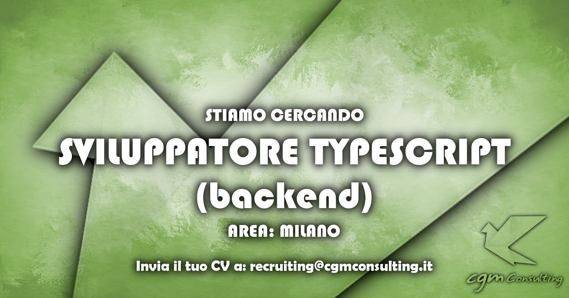 CGMConsulting's tweet card. CGM Consulting ricerca Sviluppatore Typescript Backend a Milano da inserire su un progetto. Leggi i dettagli della nostra offerta di lavoro e candidati ora!