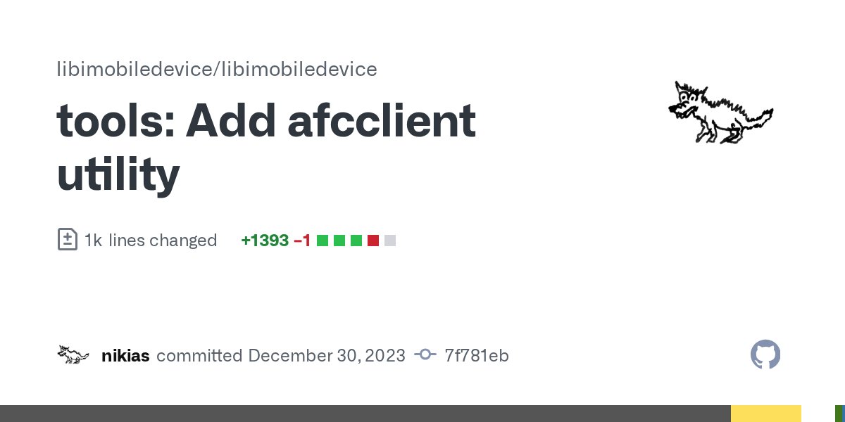 pimskeks's tweet card. tools: Add afcclient utility · libimobiledevice/libimobiledevice@7f781eb