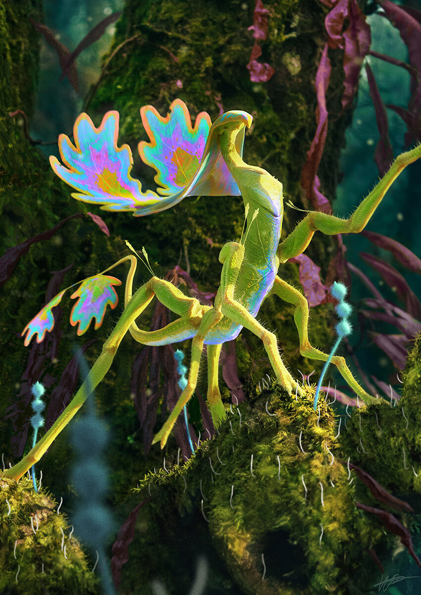 DesignSpartan's tweet card. I had a blast creating this half-plant half-animal creature for the 17th Challenge of DigitalPainting.school. I started with a Blender sculpting and then finished it in Photoshop. Hope you'll like it!