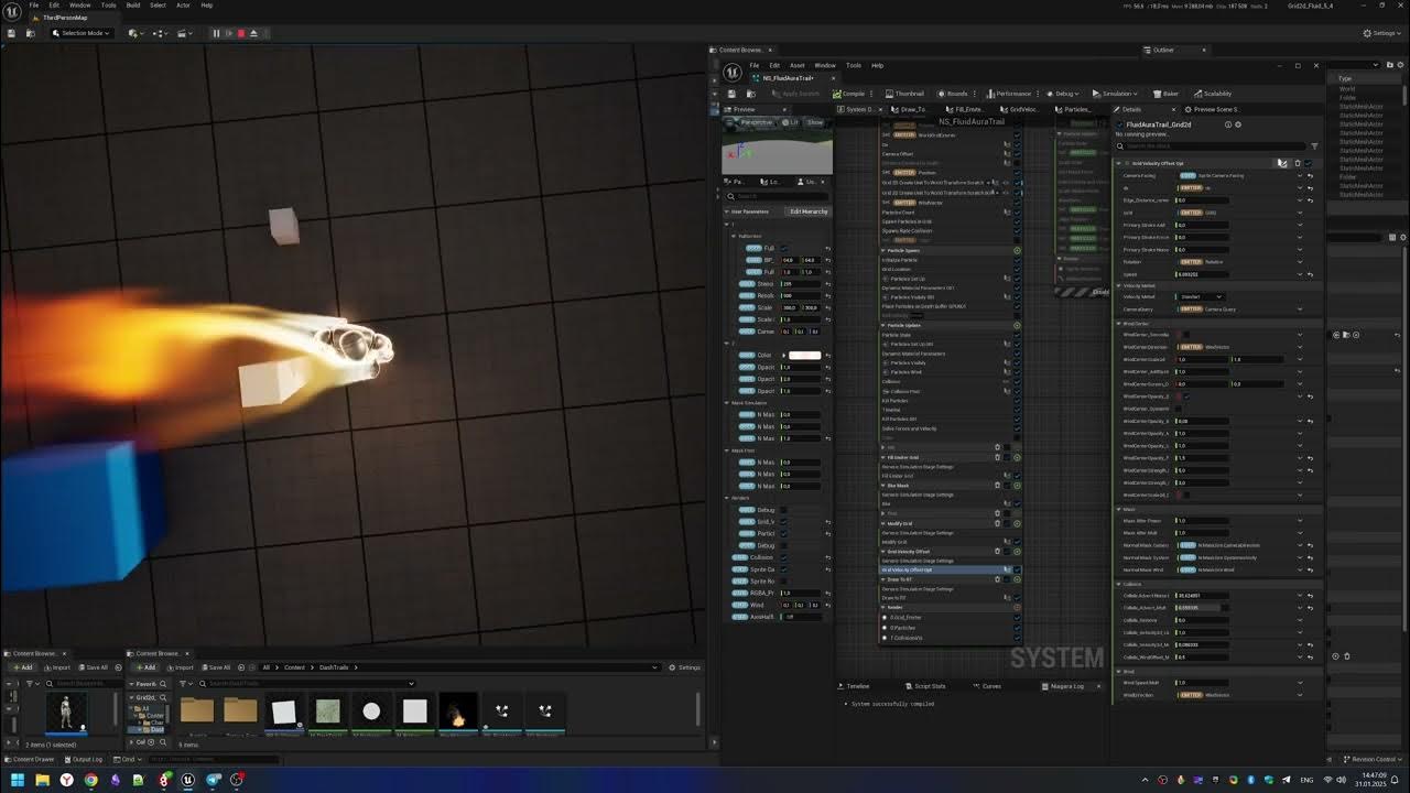 ermperson1's tweet card. niagara grid2d trail aura experiment 7 Collision