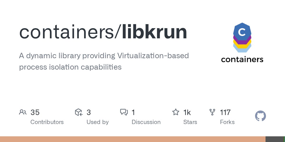 filearts's tweet card. A dynamic library providing Virtualization-based process isolation capabilities - containers/libkrun