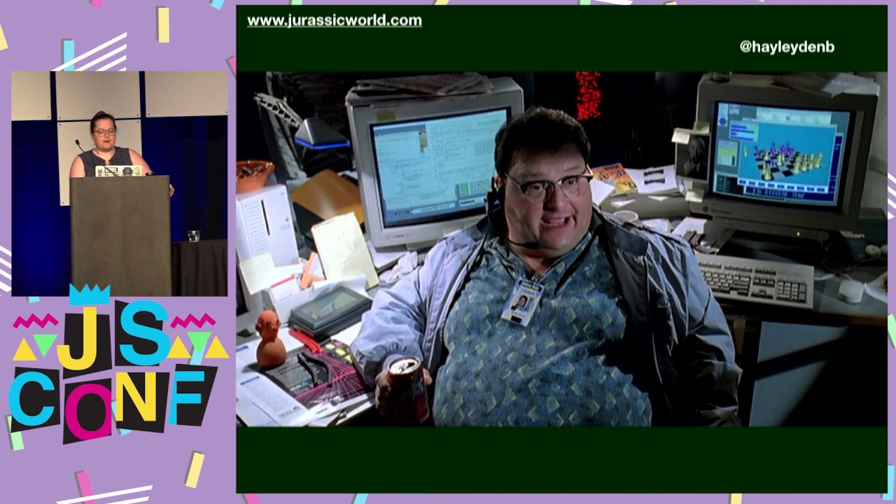 JSConfUS's tweet card. A Postmortem on the Ingen Incident - Hayley Denbraver - JSConf US 2019