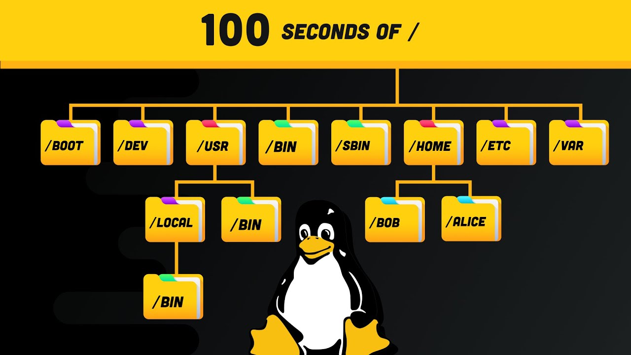 Phantom_07x_'s tweet card. Linux Directories Explained in 100 Seconds