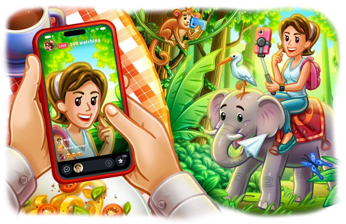 durovcode's tweet card. Обновление включает трансляции в историях, регулярные сообщения и систему аукционов для распределения подарков.