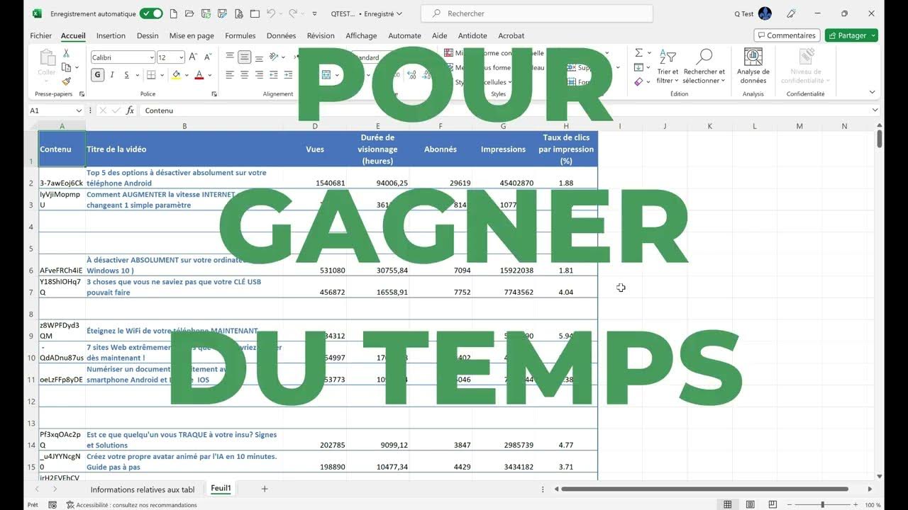 QuebecTest's tweet card. Astuce Excel : Supprimez instantanément les lignes et cellules vides...