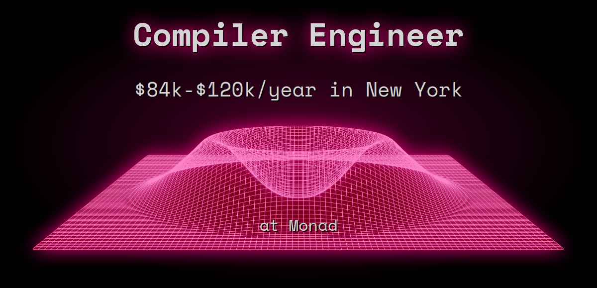 WEB3_JOBot's tweet card. Monad Labs is a tech startup using low-latency programming, compiler optimization, and multithreaded computing to build an ultra-high-performance smart contract platform. Monad delivers 1000x the...