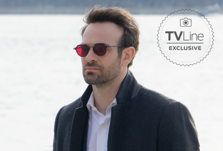 TVLine's tweet card. Matt Murdock is and always be one with New York City, as seen in an exclusive photo from Marvel and Disney+'s 'Daredevil: Born Again' series.