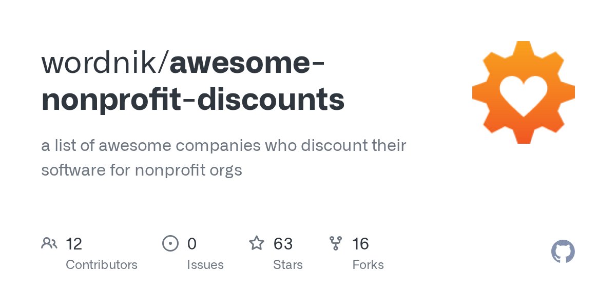 WordnikAPI's tweet card. a list of awesome companies who discount their software for nonprofit orgs - wordnik/awesome-nonprofit-discounts