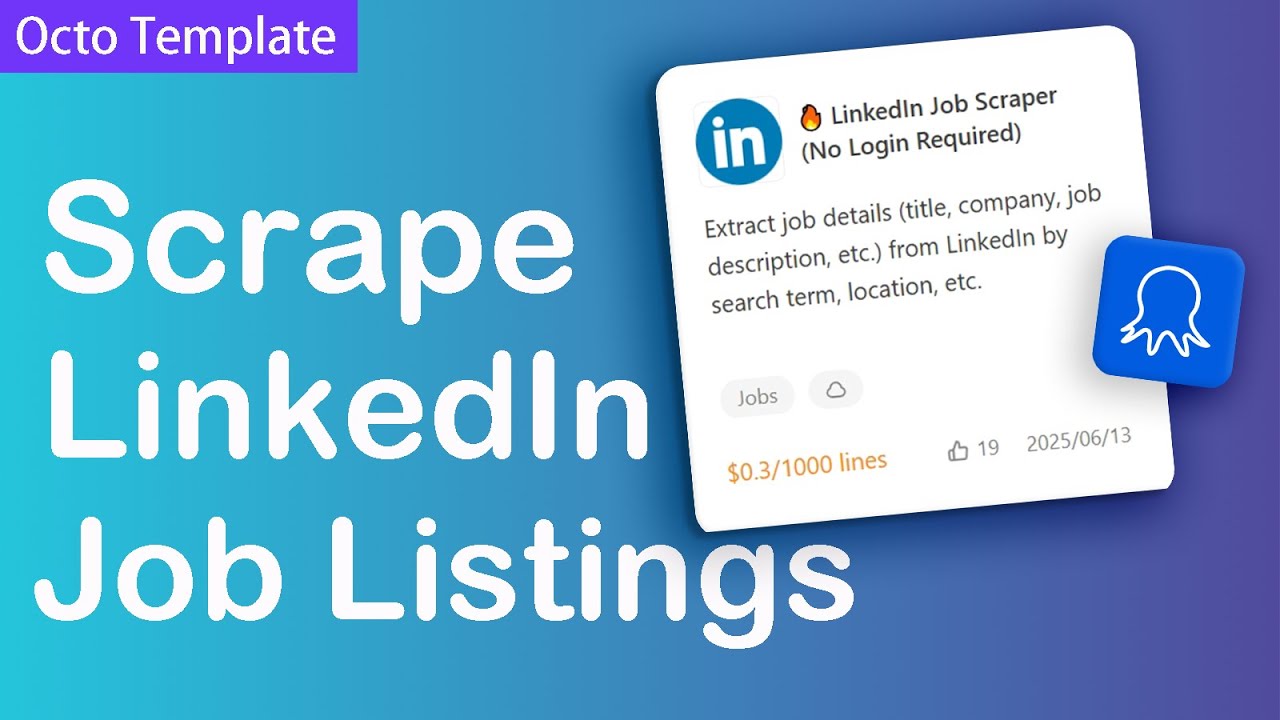 OctoparseJP's tweet card. How to scrape LinkedIn job listings with Octoparse template