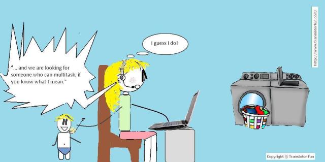 TranslatorFun's tweet card. Purchase code “MULTITASKING” Also, see this cartoon in Spanish. — Do you like Translator Fun? Become a sponsor or show your support with a donation.