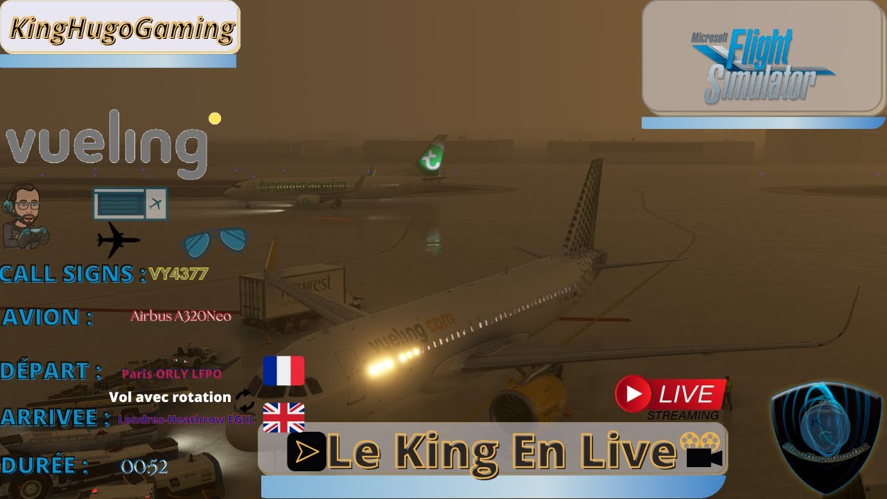 KingHugoGaming's tweet card. [FR] Microsoft Flight Simulator 2020 : Orly LFPO London Heathrow EGLL...