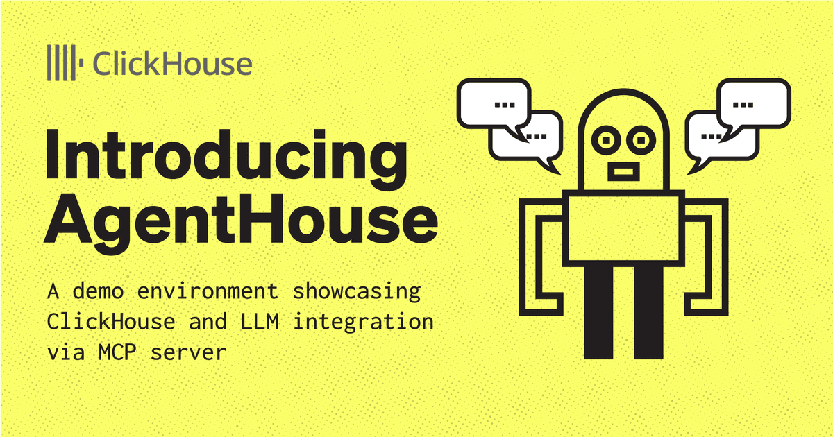 LibreChatAI's tweet card. Meet AgentHouse - an interactive public demo that combines ClickHouse's real-time analytics with Anthropic's LLM via the MCP server, built to showcase how anyone can talk to data using natural...
