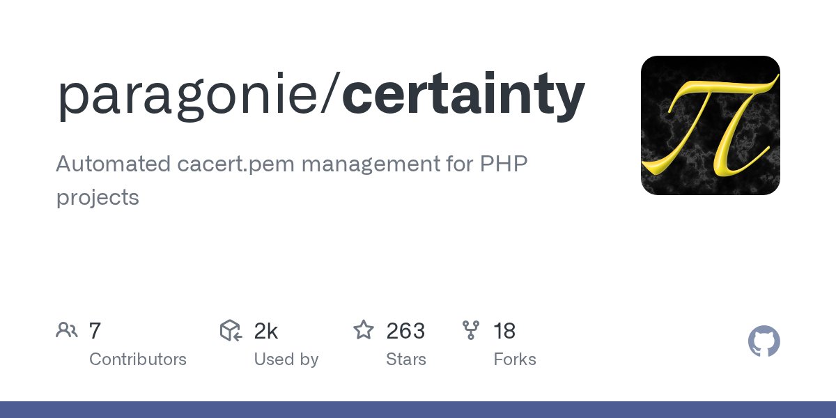 SitePointPHP's tweet card. Automated cacert.pem management for PHP projects. Contribute to paragonie/certainty development by creating an account on GitHub.
