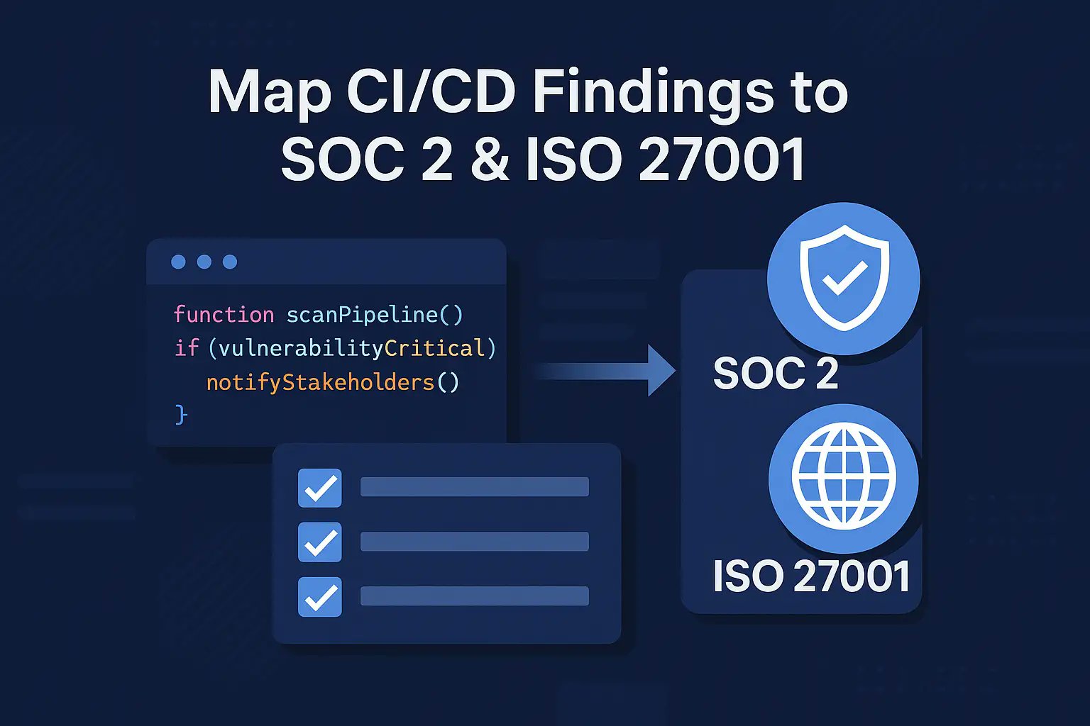 CybersRely's tweet card. Learn how to Map CI/CD Findings to SOC 2 and ISO 27001 with 5 proven steps, align CI/CD security with auditors, and prove continuous compliance.
