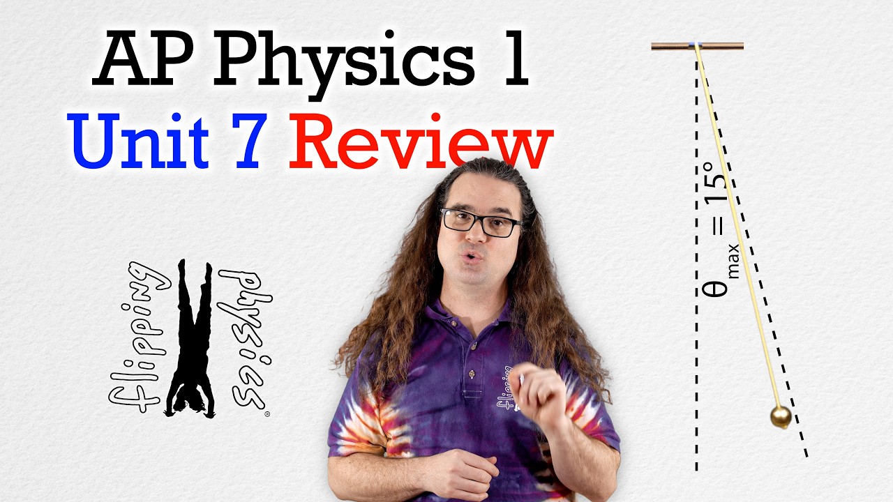 FlippingPhysics's tweet card. AP Physics 1 - Unit 7 Review - Oscillations - Exam Prep