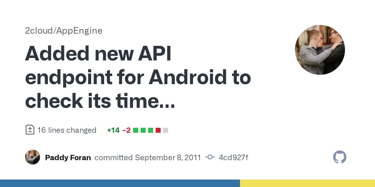 2cloudServer's tweet card. Added new API endpoint for Android to check its time against. · 2cloud/AppEngine@4cd927f