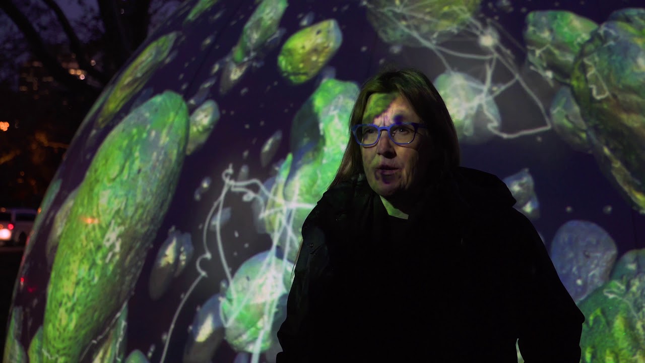 ProjectedFuture's tweet card. “Winter Fountains” (2017) by Jennifer Steinkamp