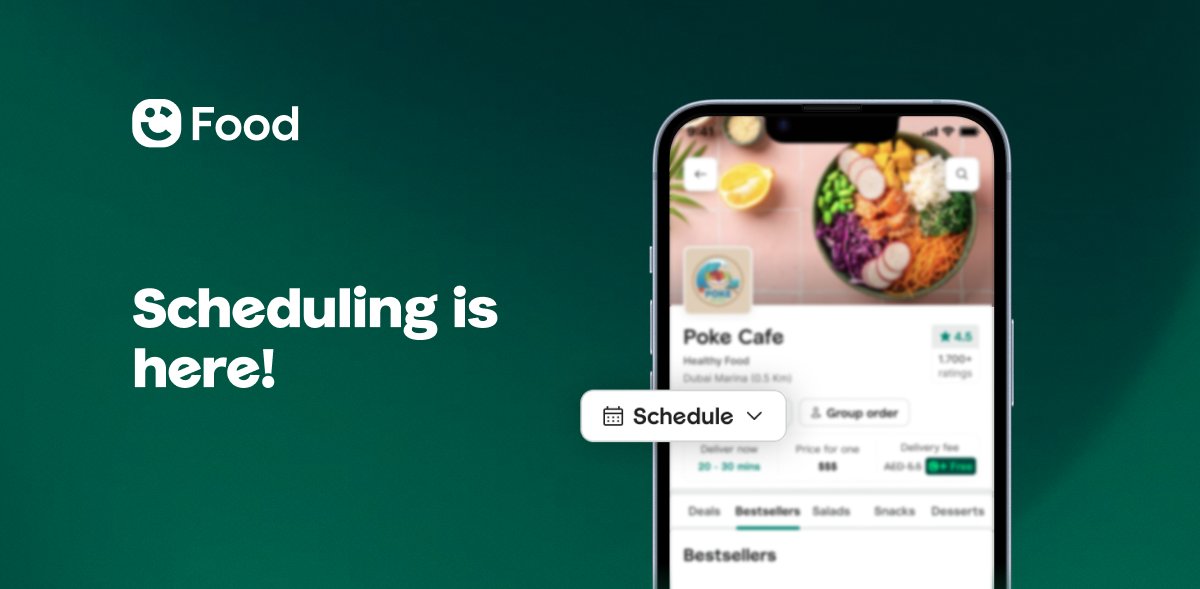 careem's tweet card. We’re excited to introduce Scheduling on Careem Food, a simpler and smarter way to plan your meals hours or even days in advance.  Whether it’s planning your daily lunch before the meetings pile up,...