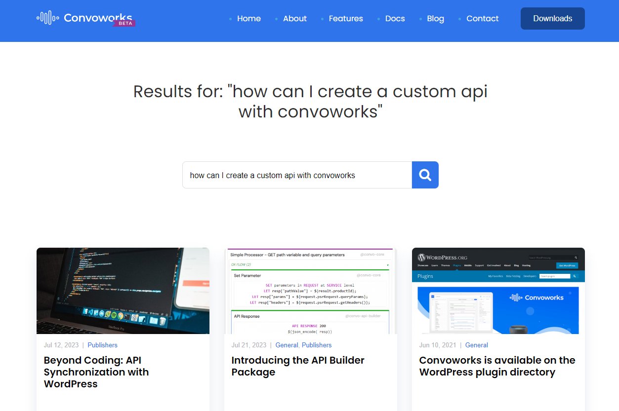 Convoworks's tweet card. Revolutionize your WordPress search with Convoworks! Discover how to integrate a contextually accurate semantic search experience, optimized for both casual browsing and platforms like WooCommerce....