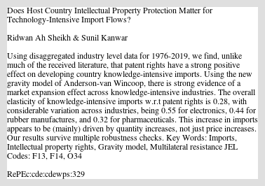 sheikh__ridwan's tweet card. Using disaggregated industry level data for 1976-2019, we find, unlike much of the received literature, that patent rights have a strong positive effect on developing country knowledge-intensive impor