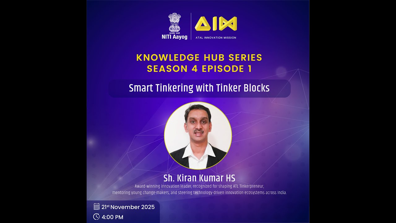 AIMtoInnovate's tweet card. Knowledge Hub S04 E01 - Smart Tinkering with Tinker Blocks with Sh....