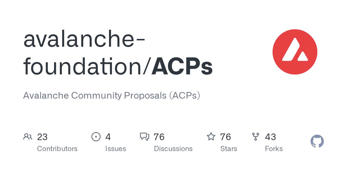 avax's tweet card. Avalanche Community Proposals (ACPs). Contribute to avalanche-foundation/ACPs development by creating an account on GitHub.